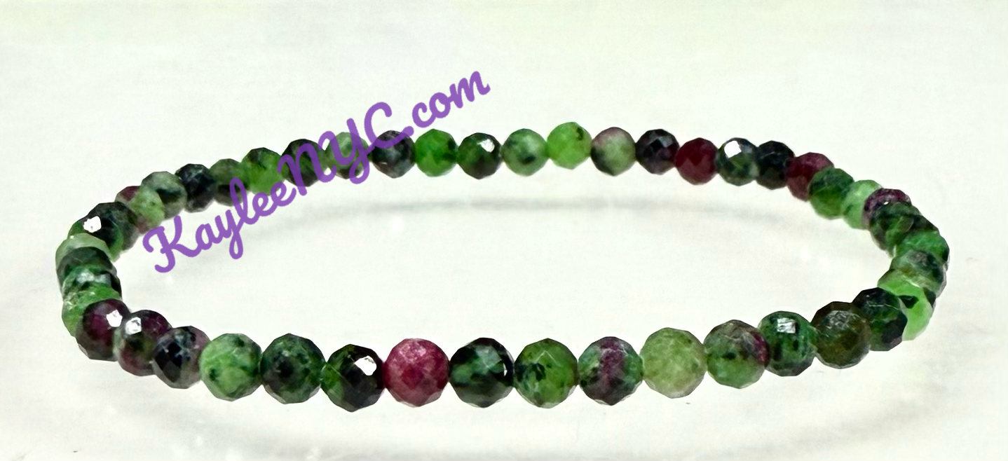 6 PCs 4mm Natural Faceted Ruby Zoisite Bracelet 7.5”