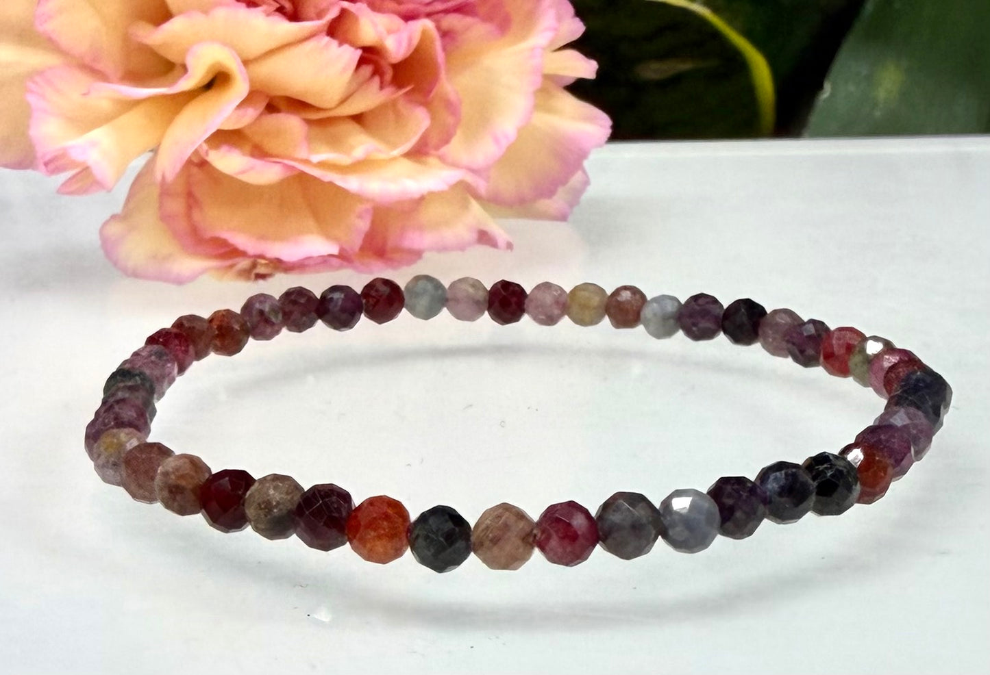 6 PCs 4mm Natural Rainbow Spinel Stretch Bracelet 7.5”