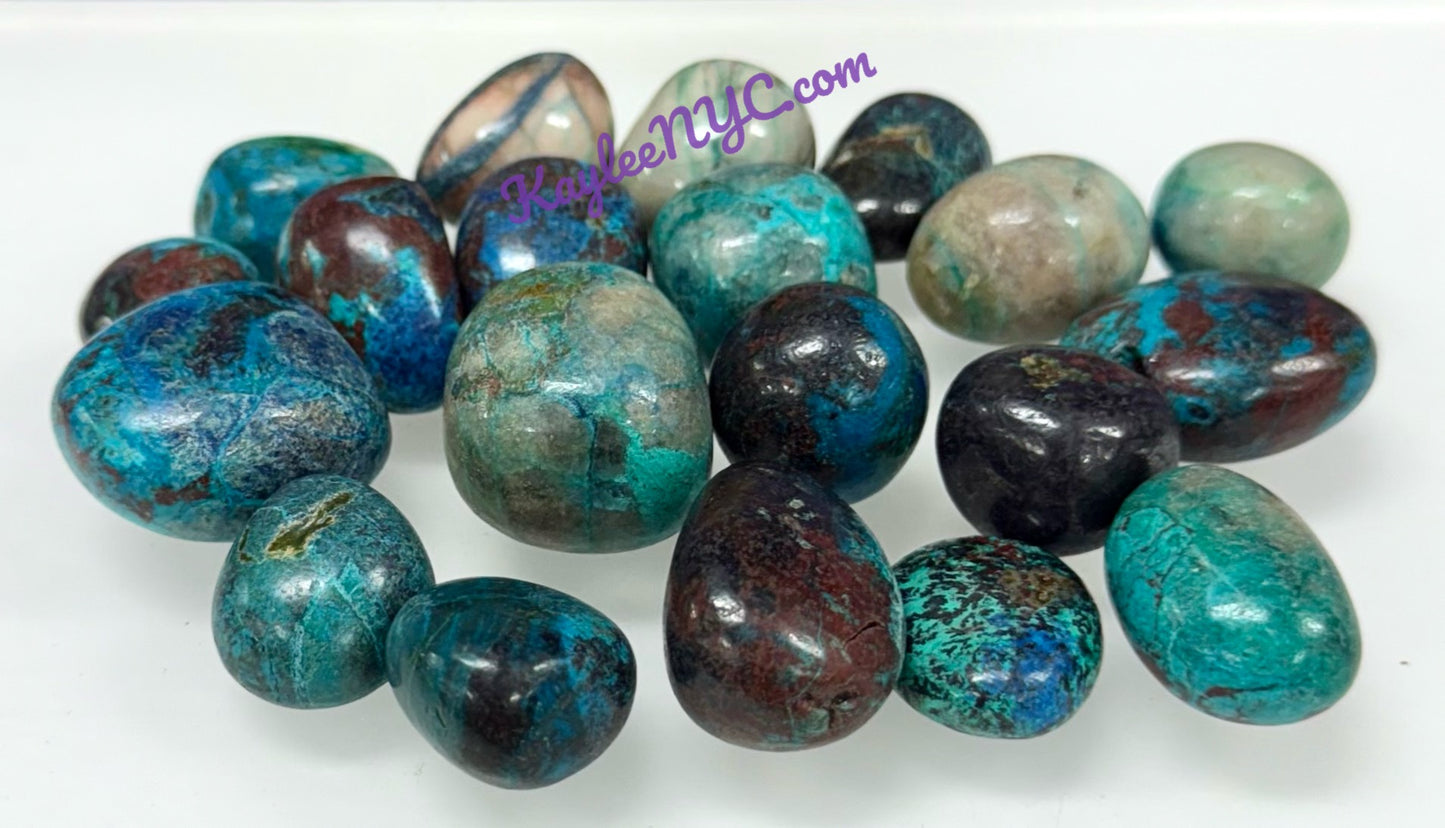1 lb Natural Chrysocolla Shattuckite Azurite Dioptase Malachite Cuprite Hematite Quartz Tumble Crystals