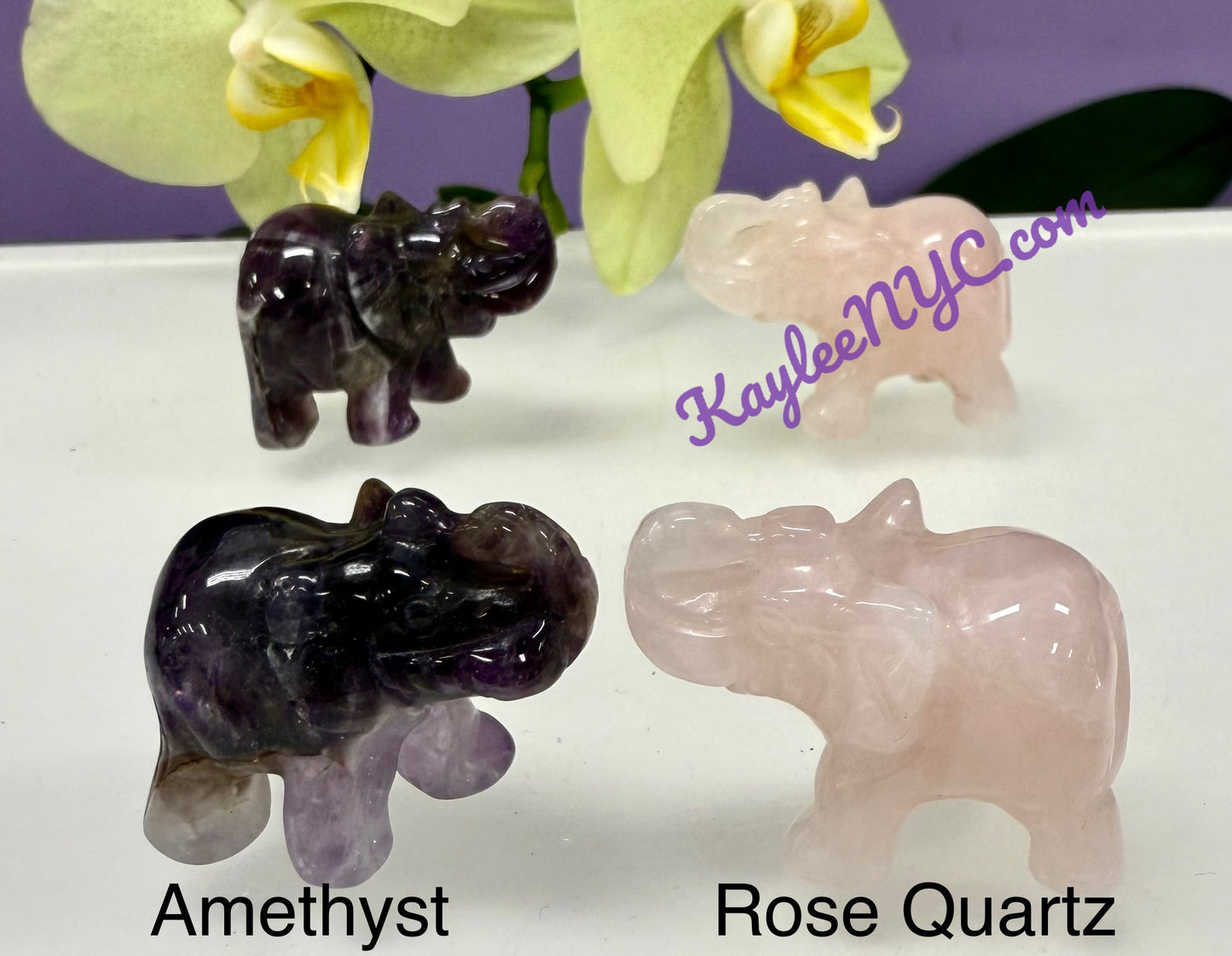 8 PCs 1.5” Mix Natural Crystal Elephant