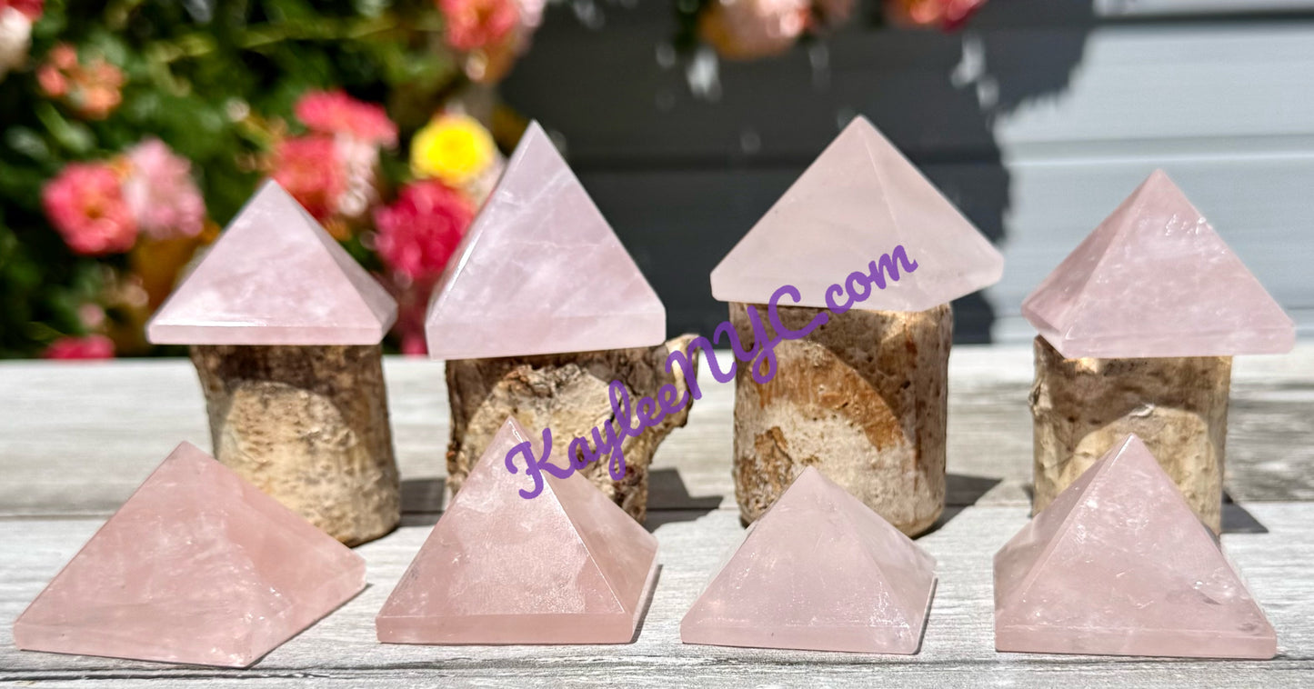 Wholesale Lot 7-8 PCs Natural Rose Quartz Pyramid Crystal Healing Energy .95-1.05 lb