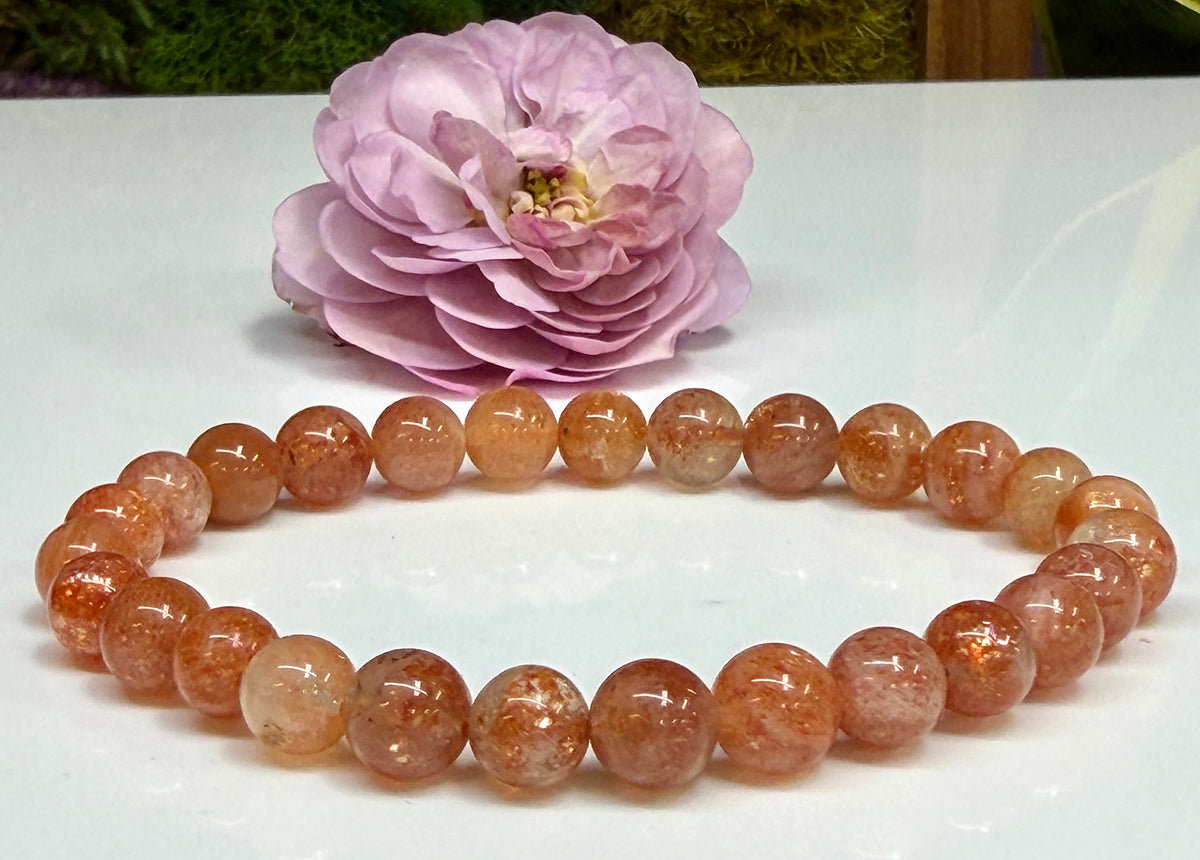 Wholesale Lot 6 Pcs 7-8.8mm Natural Sunstone Crystal Healing Stretch Bracelet