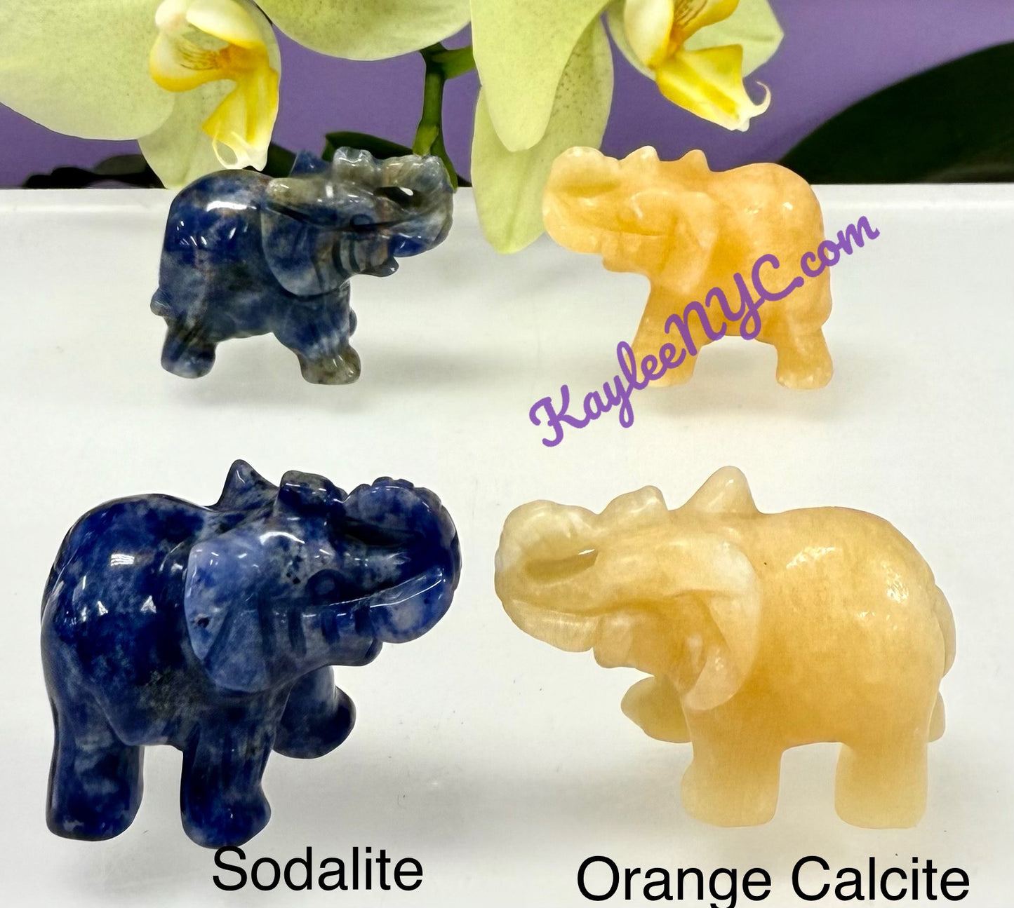 8 PCs 1.5” Mix Natural Crystal Elephant
