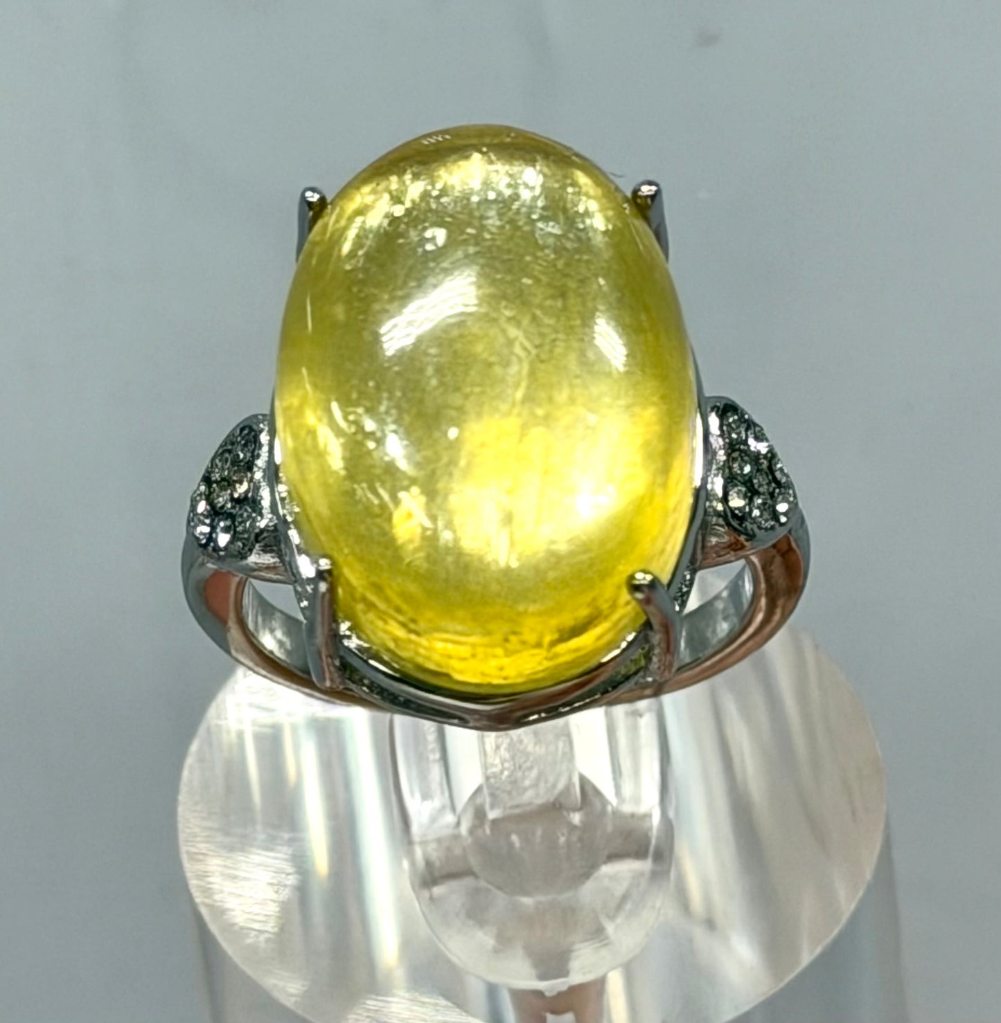 Wholesale Lot 7 pcs Natural Golden Lepidolite Stainless Steel Ring 13x18mm