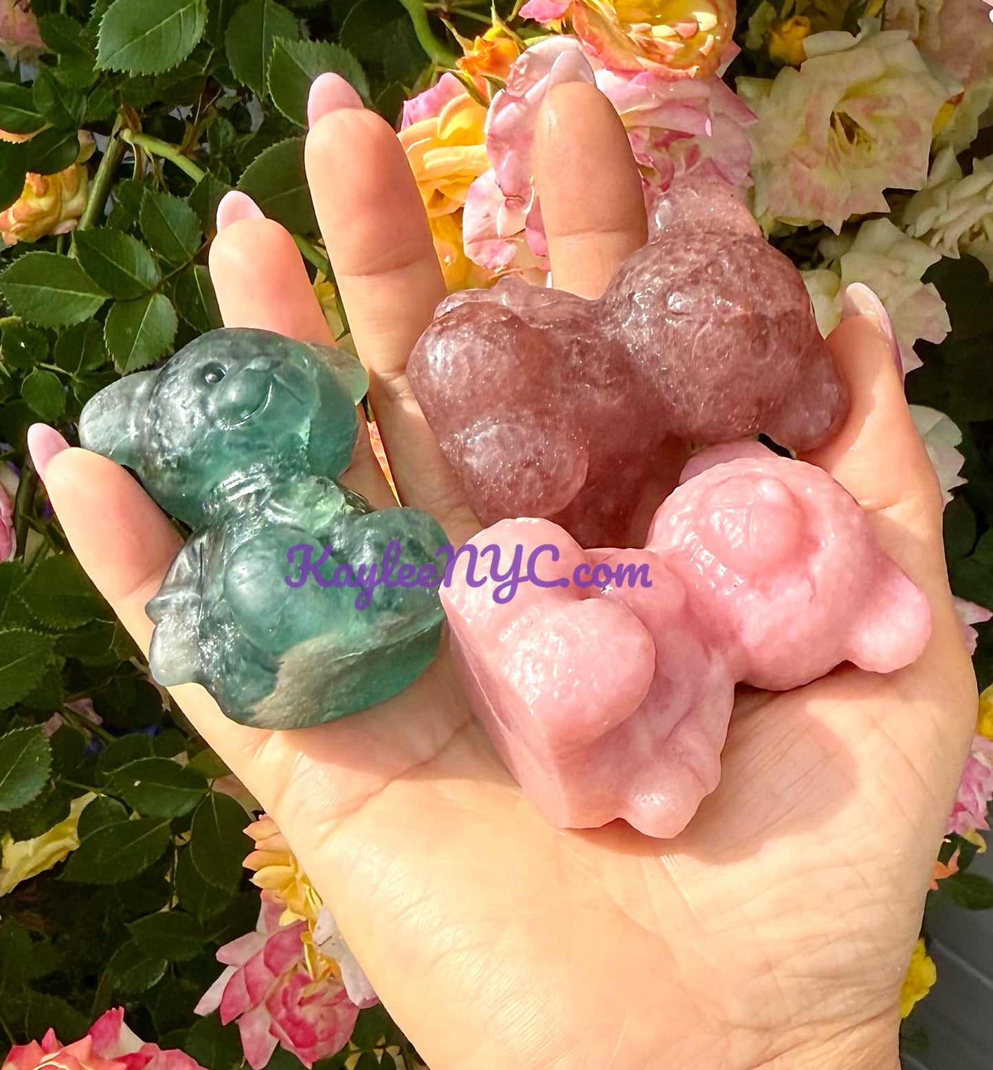 8 PCs Natural Crystals Teddy Bears healing energy