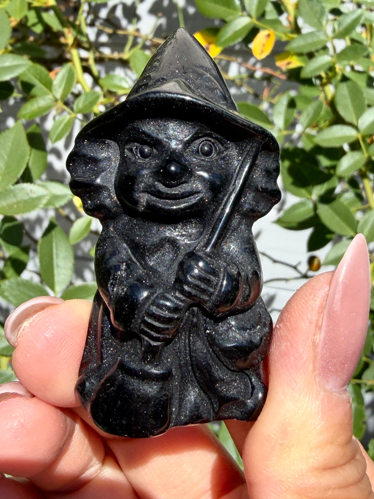 Wholesale lot 4 PCs Natural Black Obsidian Witch 6cm Crystal Healing Energy