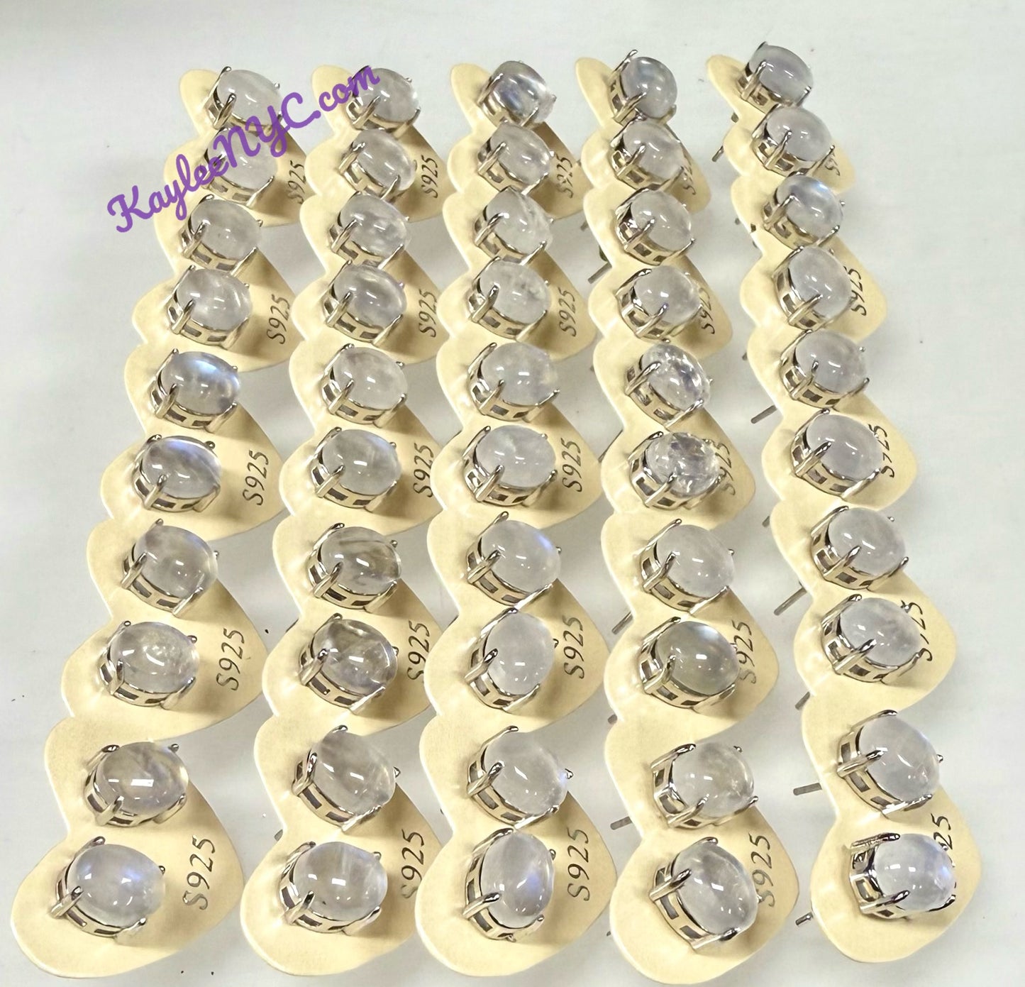 Wholesale Lot 5 Pairs Natural Moonstone Sterling Silver(925) Earring Studs 7x9mm