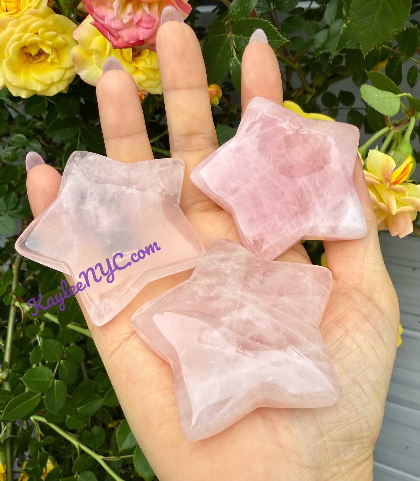 Wholesale Lot 7 pcs Natural Rose Quartz Stars Crystals Healing Energy