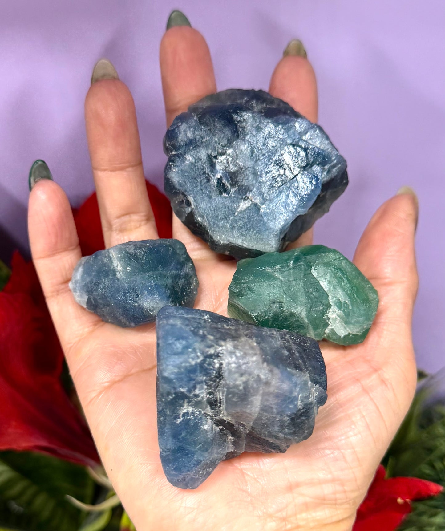 2 lbs Natural Blue Green Fluorite Rough Crystal Raw