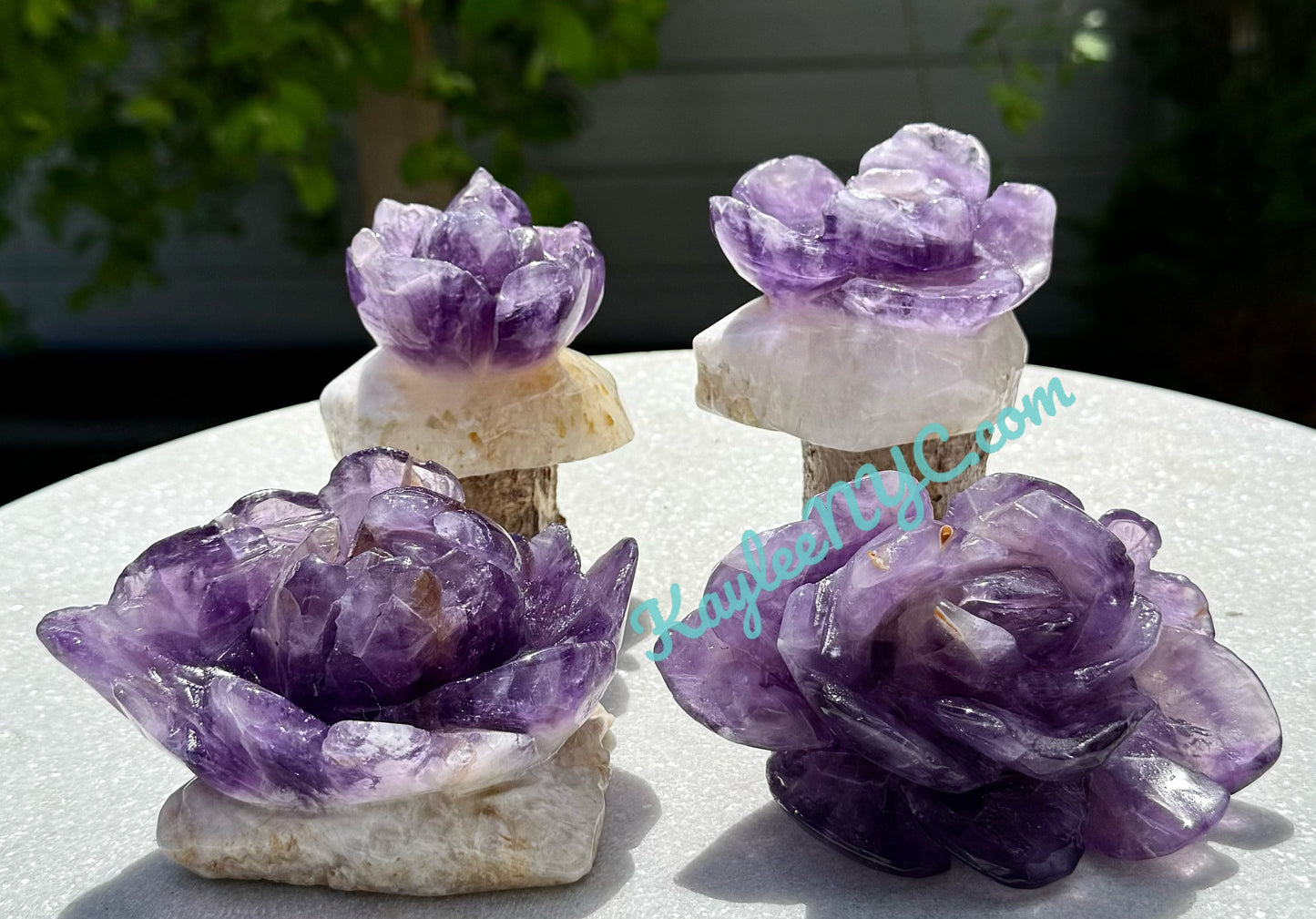 3-4 PCs Natural Amethyst Flowers Carving Crystals Healing Energy