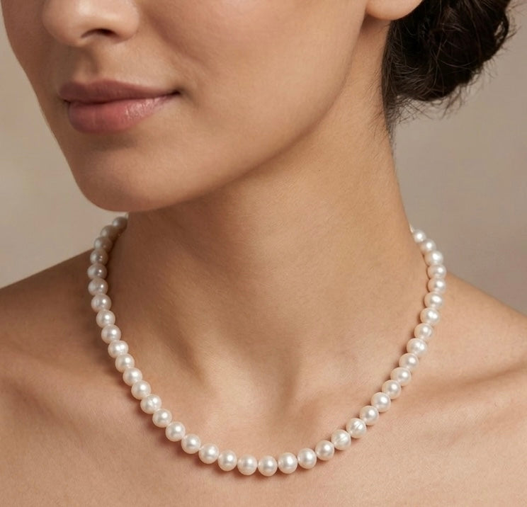 6 PCs 6 pcs ~7mm Natural Freshwater Pearl Necklace Healing Energy
