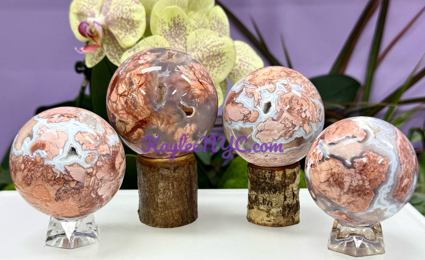 5-7 PCs Natural Pink Agate Sphere