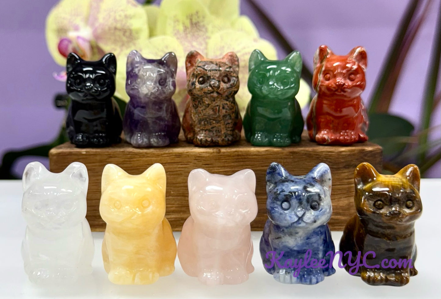 10 PCs Natural Crystals Cat Healing Energy