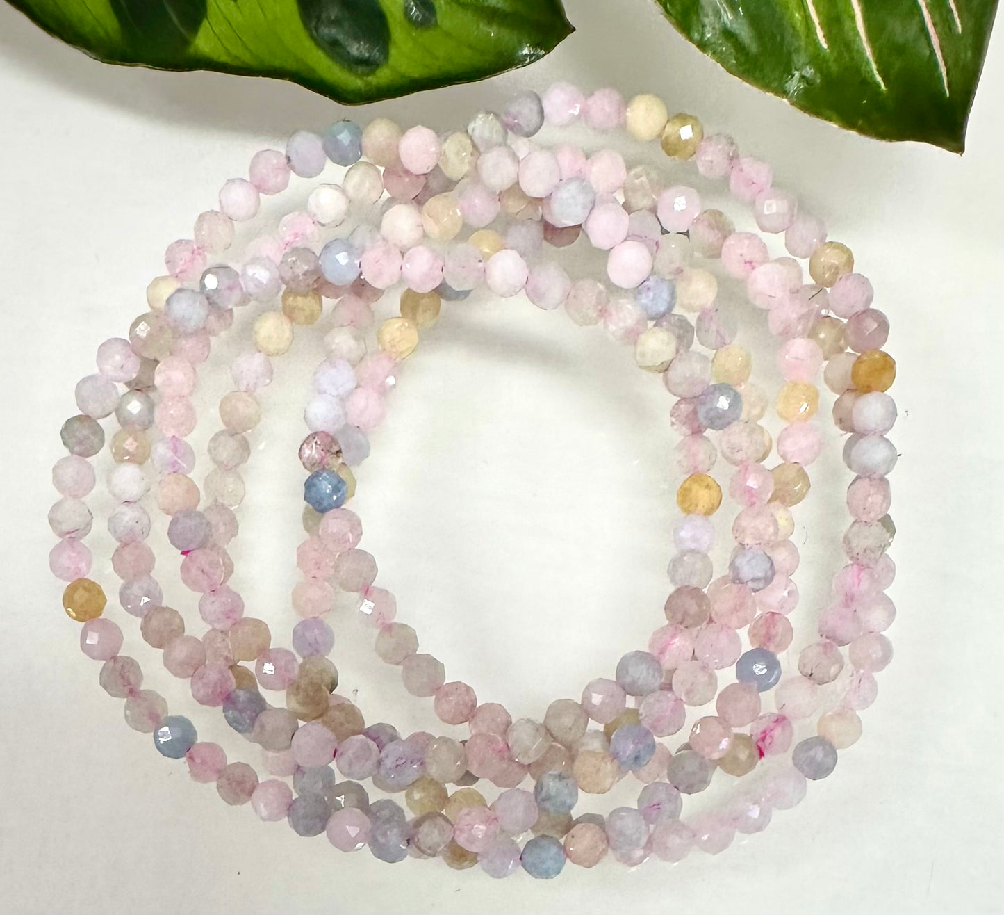 Wholesale Lot 6 Pcs Natural Faceted Morganite 4mm 7.5” Crystal Healing Stretch Bracelet