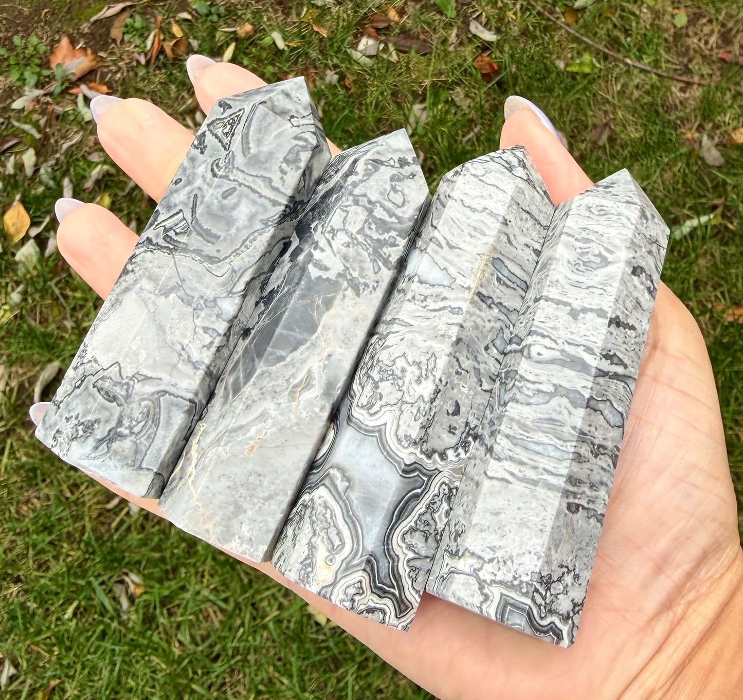 Wholesale Lot 2 lbs Natural Picasso Jasper Tower Obelisk Point Wand Crystal Energy Healing