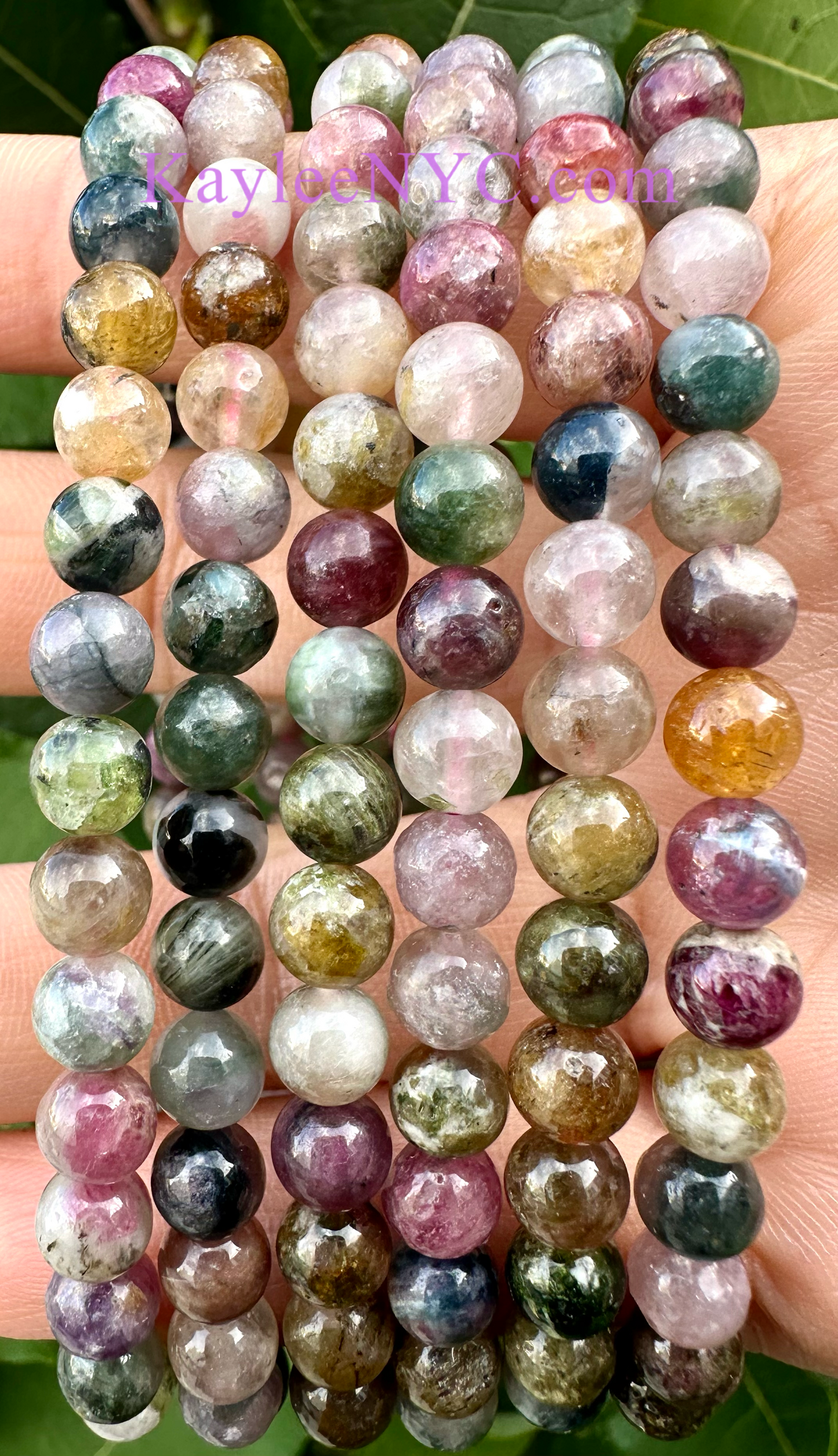 Wholesale 6 Pcs Natural Watermelon Tourmaline 5.5mm 7.5” Crystal Healing Stretch Bracelet