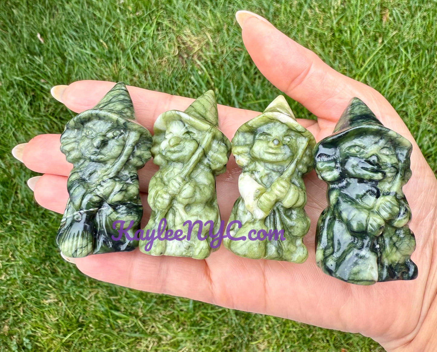 Wholesale lot 4 PCs Natural Nephirte Jade Witch 6cm Crystal Healing Energy