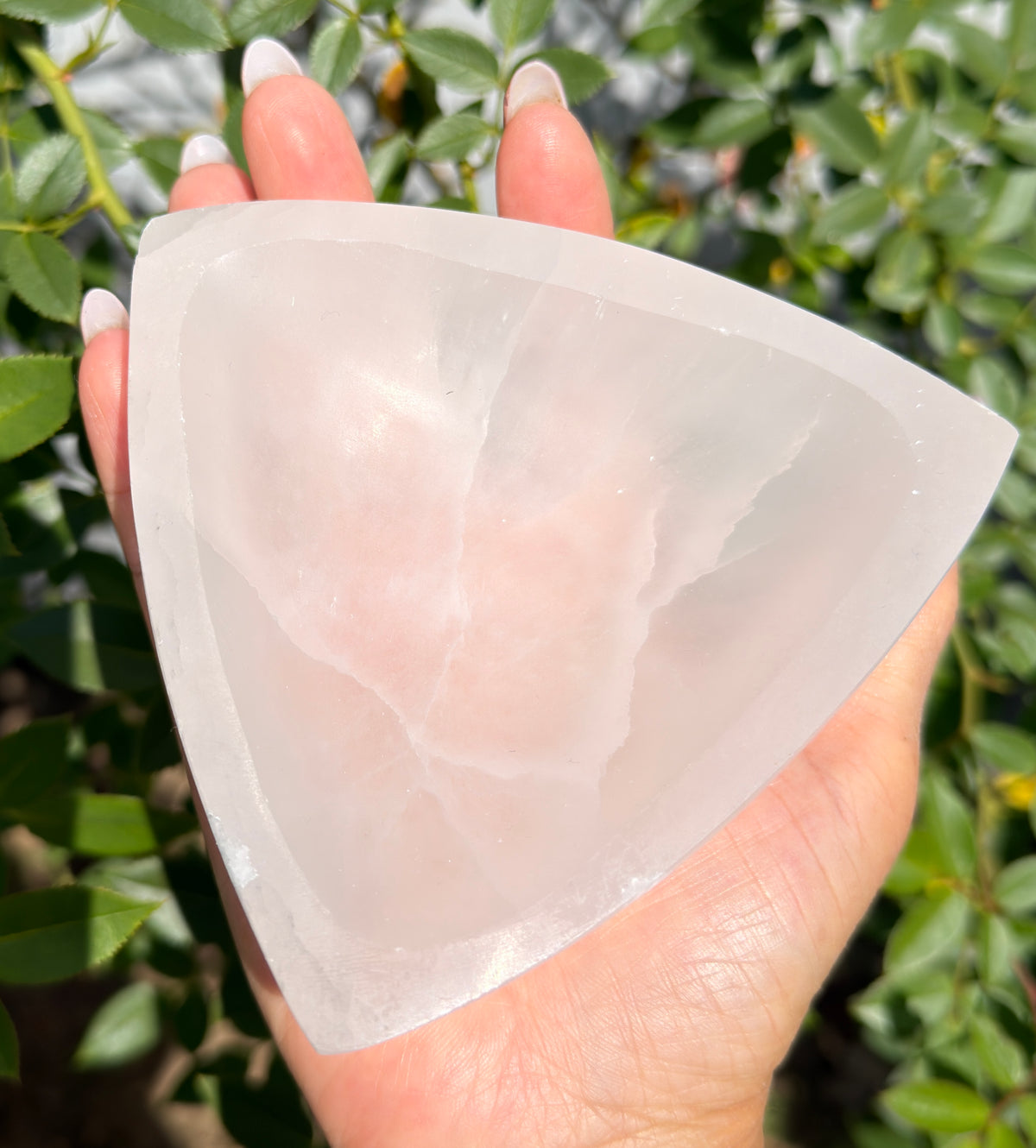 6 PCs large Natural Selenite aka Satin Spar Triangle Bowl ~10cm