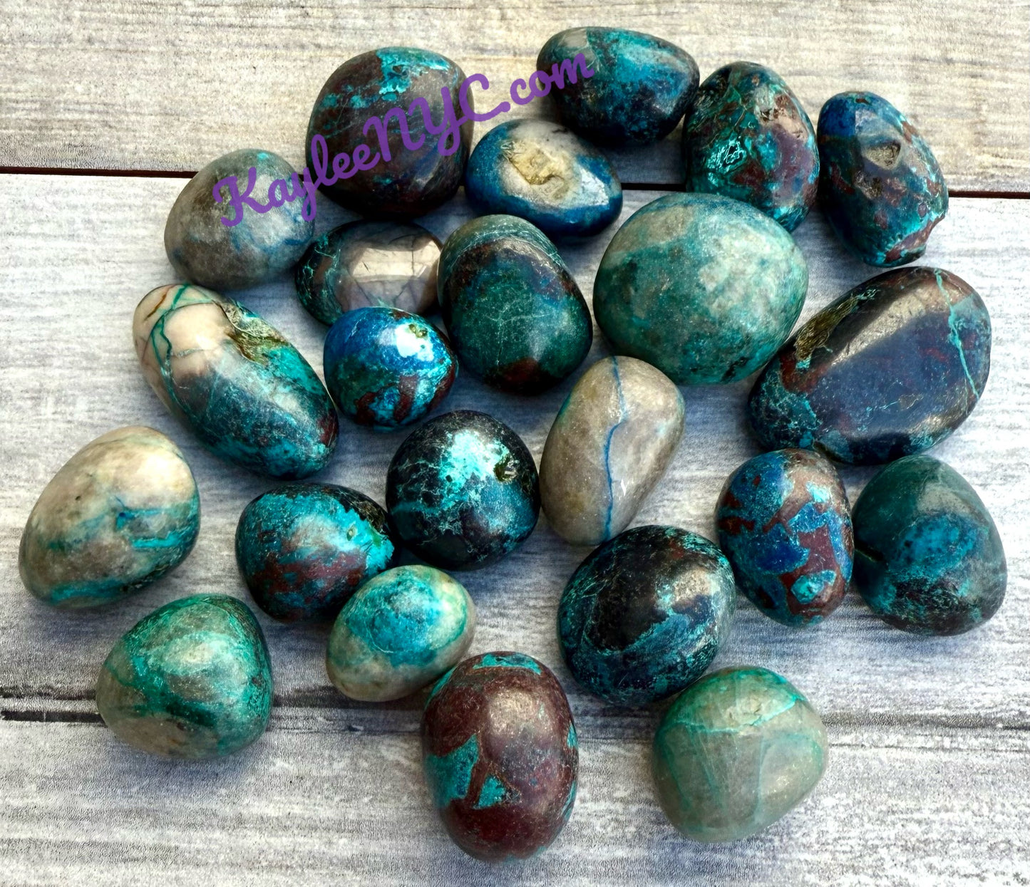 1 lb Natural Chrysocolla Shattuckite Azurite Dioptase Malachite Cuprite Hematite Quartz Tumble Crystals