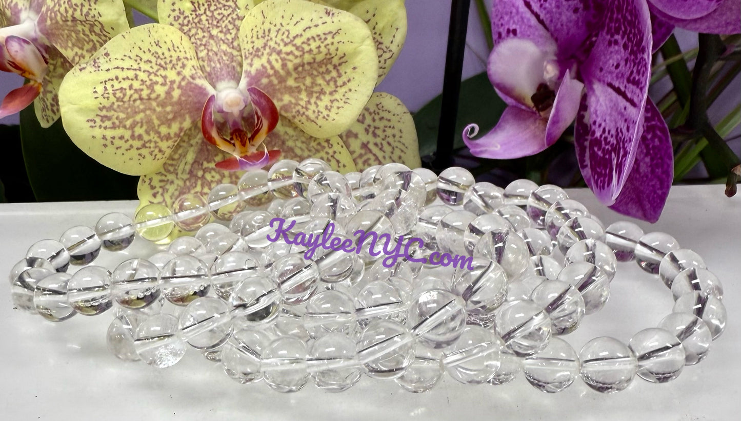 Wholesale Lot 6 Pcs Natural Clear Quartz 10mm 8” Crystal Healing Stretch Bracelet