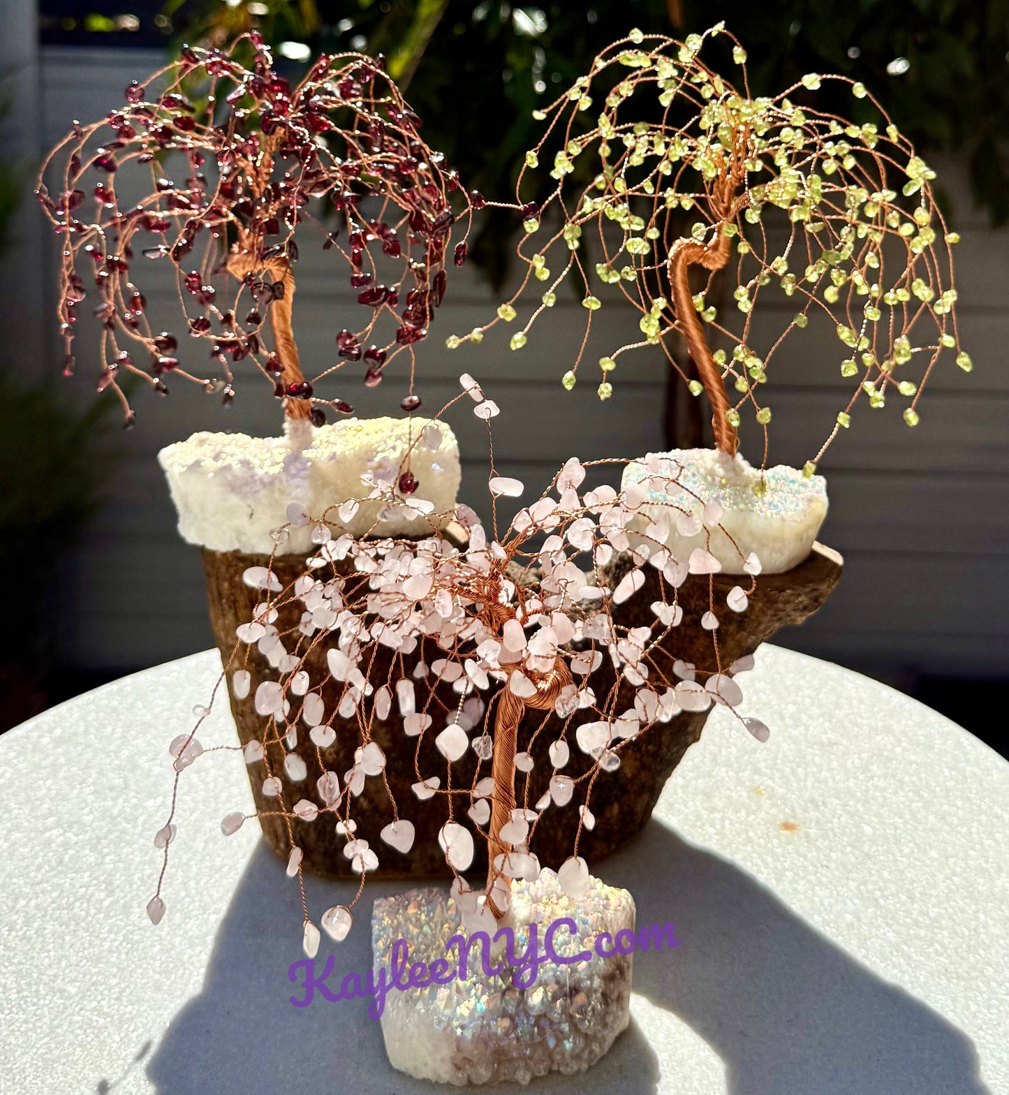 Wholesale Lot 3 Pcs Weeping Willow Tree with Angel Aura Base Crystal Healing Energy