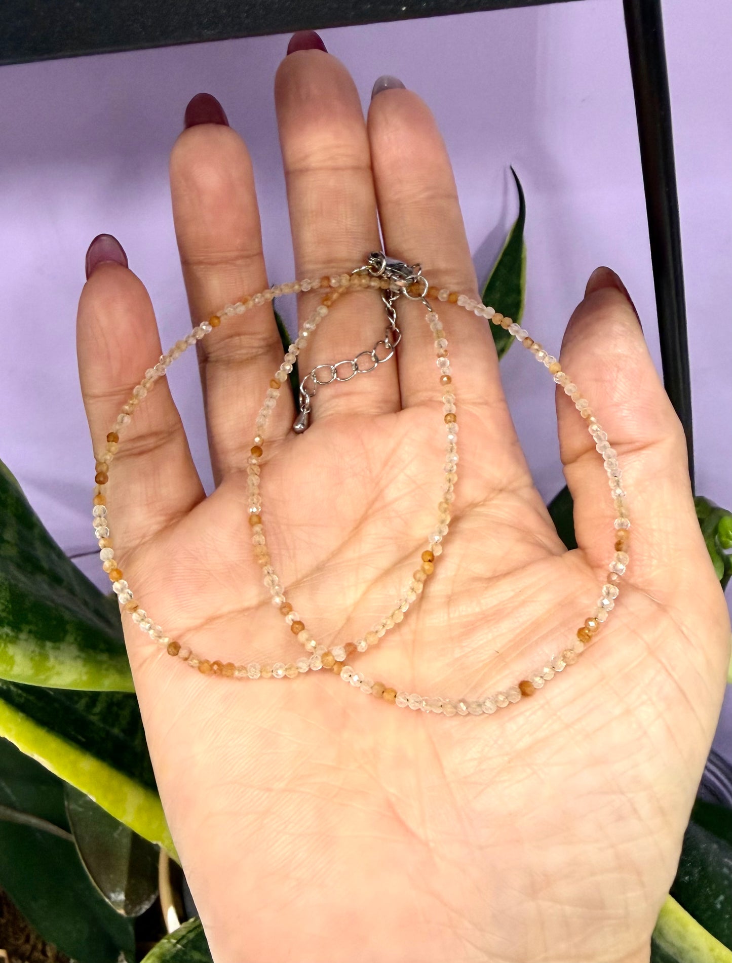 6 PCs 2mm Faceted Natural Amphibole Quartz Necklace Stainless Steel Finding