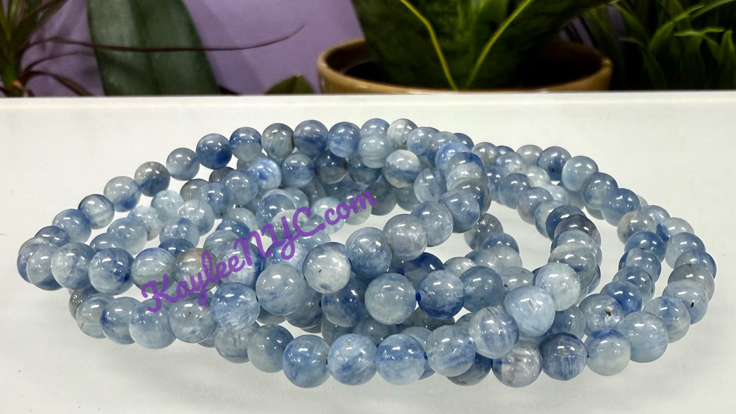 Wholesale 6 Pcs Natural Blue Kyanite 6mm 7.5” Crystal Healing Stretch Bracelet