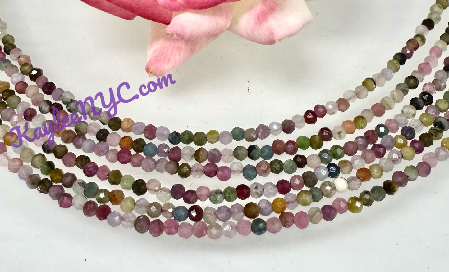 6 PCs 3mm Natural Rainbow Tourmaline Necklaces