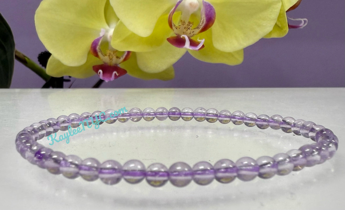 Wholesale Lot 6 Pcs Natural Lavender Amethyst4mm 7.5” Crystal Healing Stretch Bracelet