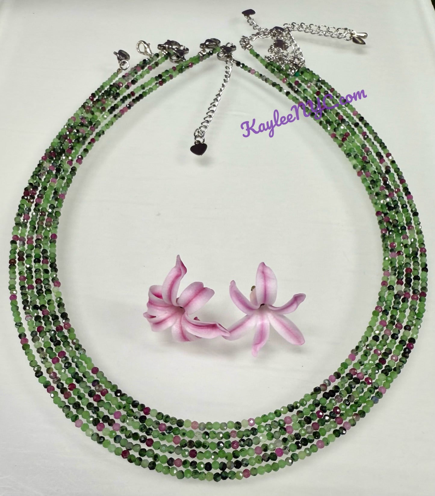 6 PCs 2mm Natural Ruby Zoisite Necklaces