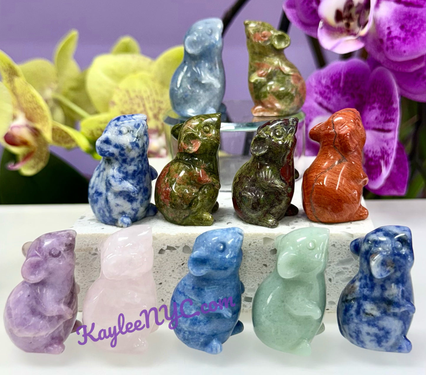 11 PCs 1.5” Natural mix Crystal Mouse Healing Energy