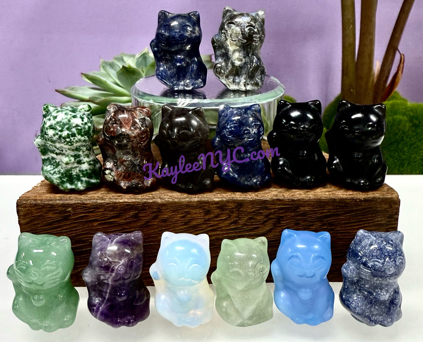14 PCs 3cm Crystal Lucky Cats