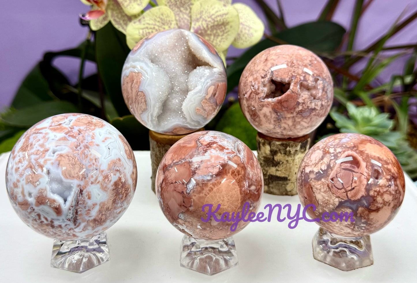 5-7 PCs Natural Pink Agate Sphere