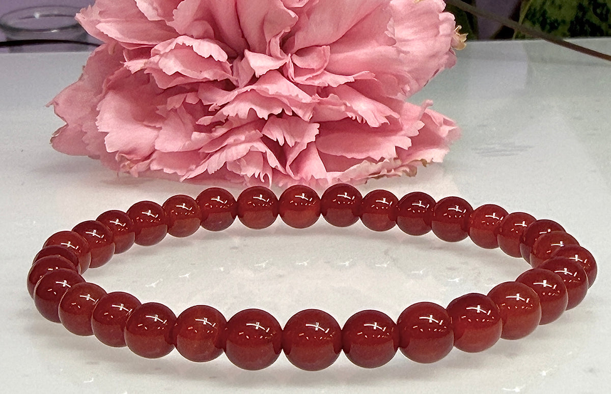 Wholesale Lot 6 Pcs Carnelian 6mm 7.5” Crystal Healing Stretch Bracelet