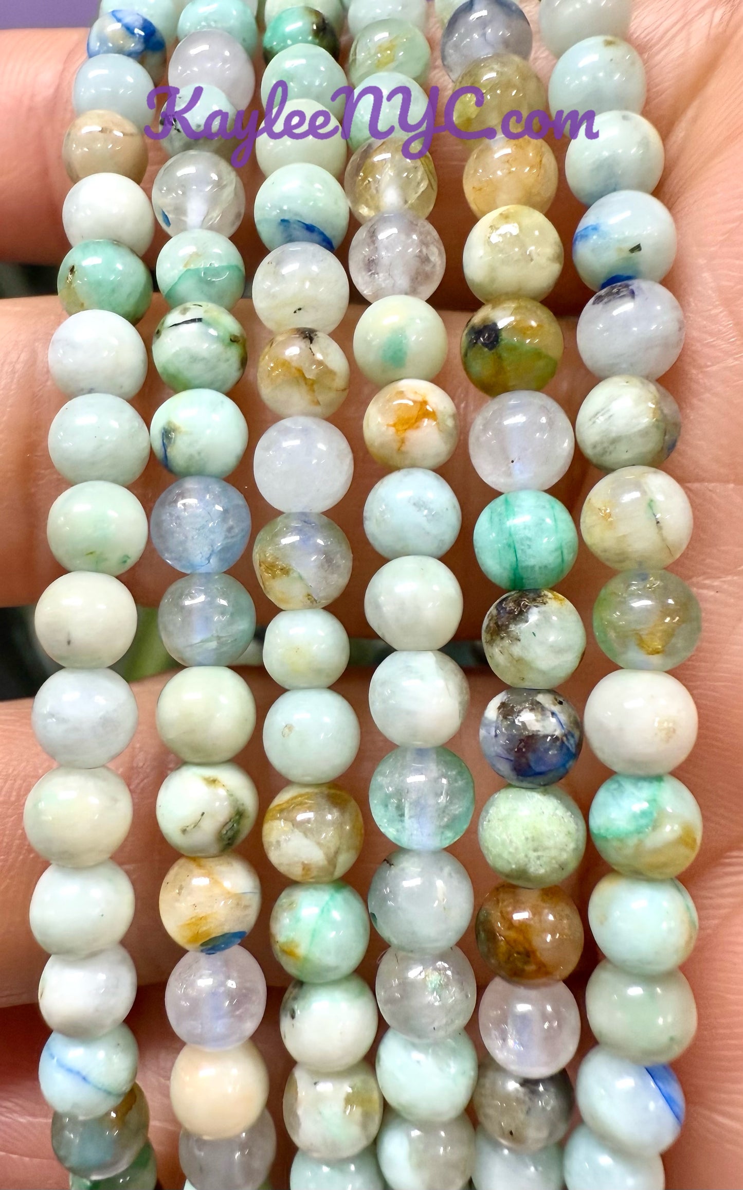 6pcs 4mm Natural Fynchenite Stretch Bracelet 7.5”