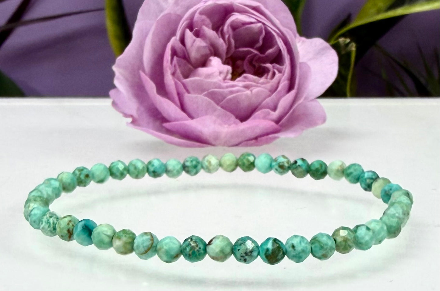 Wholesale Lot 6 Pcs Natural Faceted Turquoise 4mm 7.5” Crystal Healing Stretch Bracelet