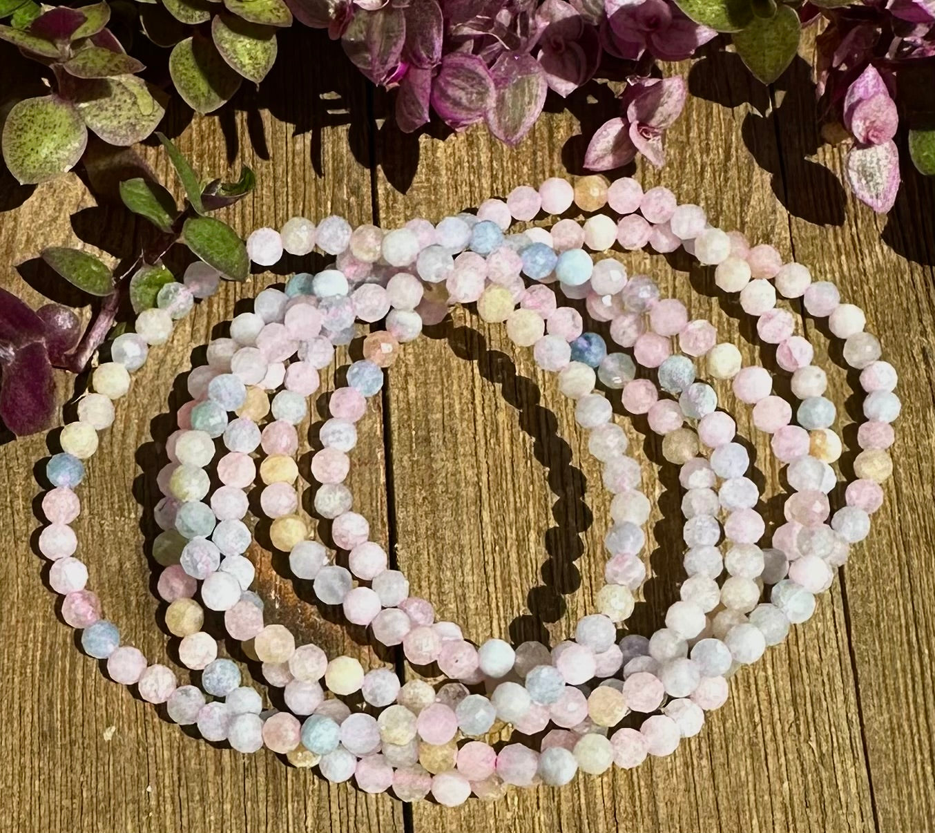 Wholesale Lot 6 Pcs Natural Faceted Morganite 4mm 7.5” Crystal Healing Stretch Bracelet