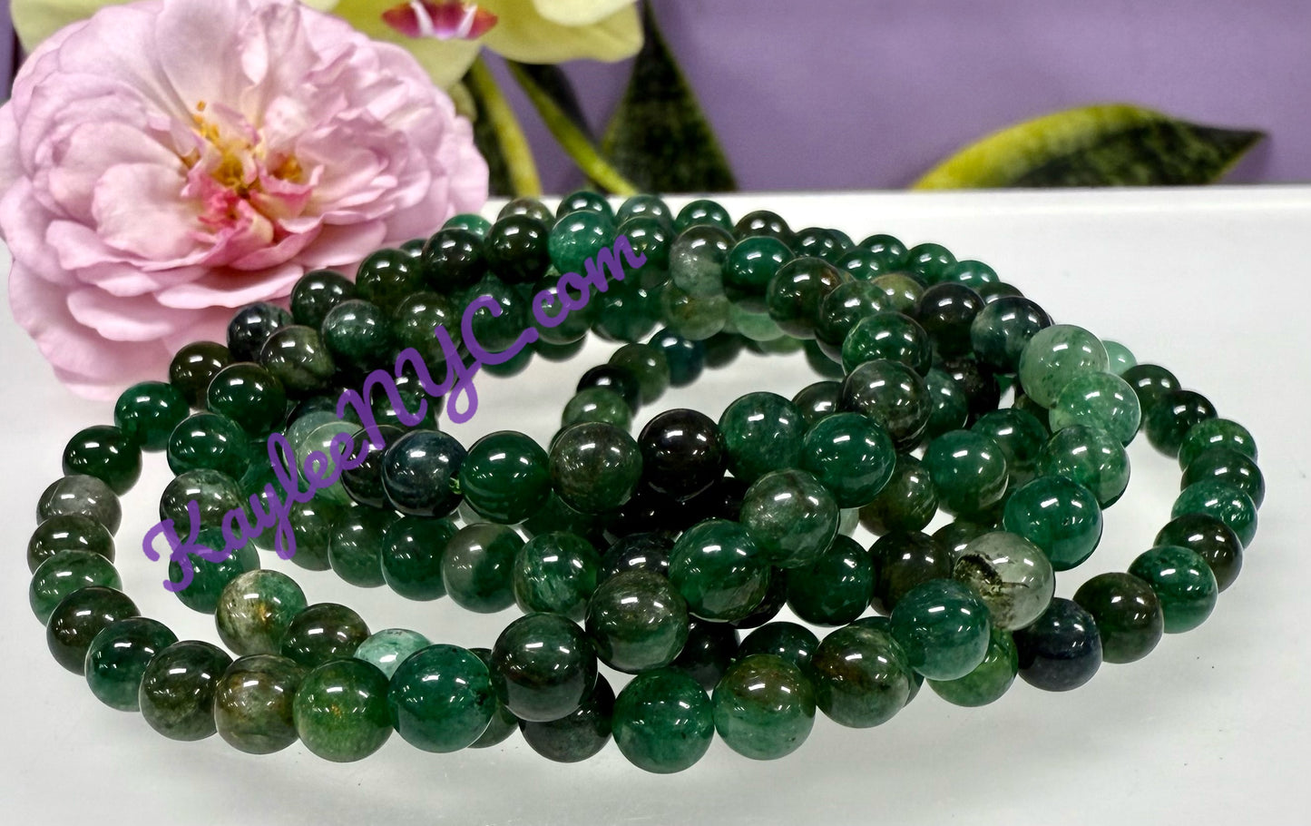 6pcs 6mm Natural Green Lepidolite Stretch Bracelet 7.5”