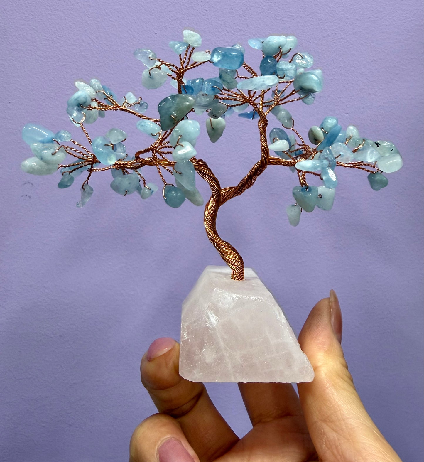 Wholesale Lot 4 Pcs Bonsai Tree with Rose Quartz Crystal Base