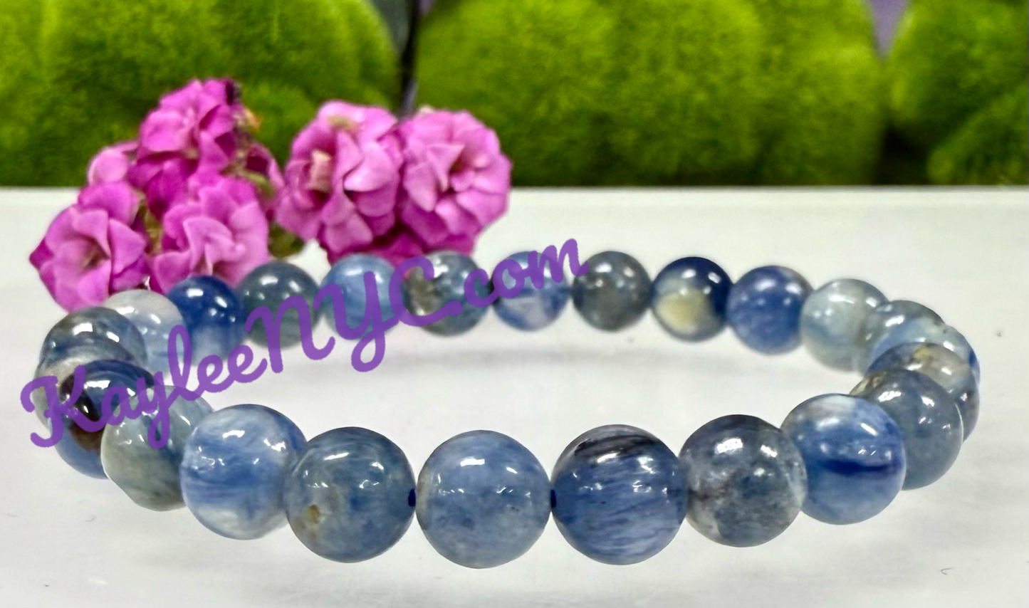 LWholesale lot 6 Pcs Natural Blue Kyanite 8mm 7.5” Crystal Healing Stretch Bracelet