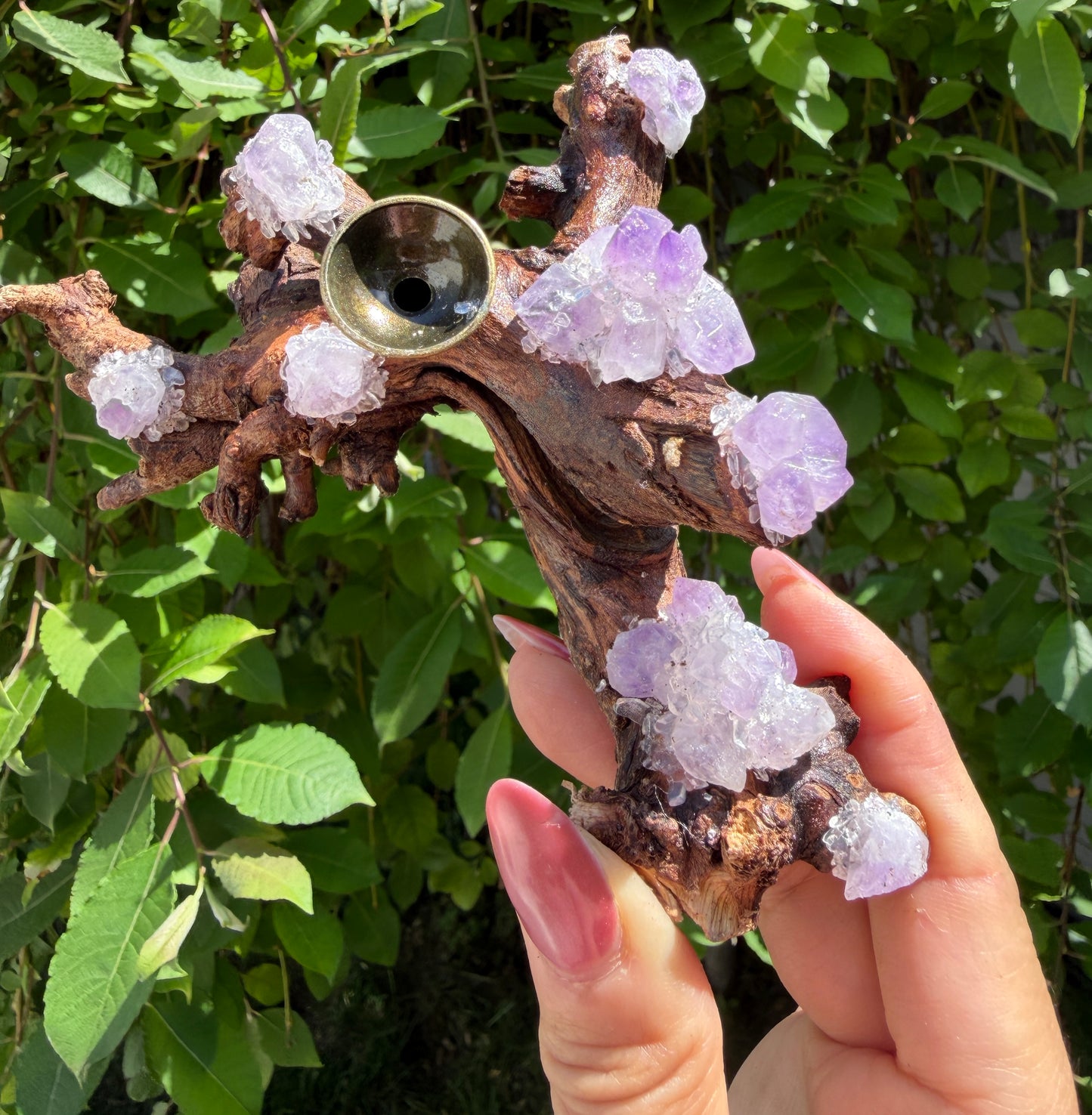 8 pcs PCs Natural Amethyst Drift Wood sphere stand Incense Holder