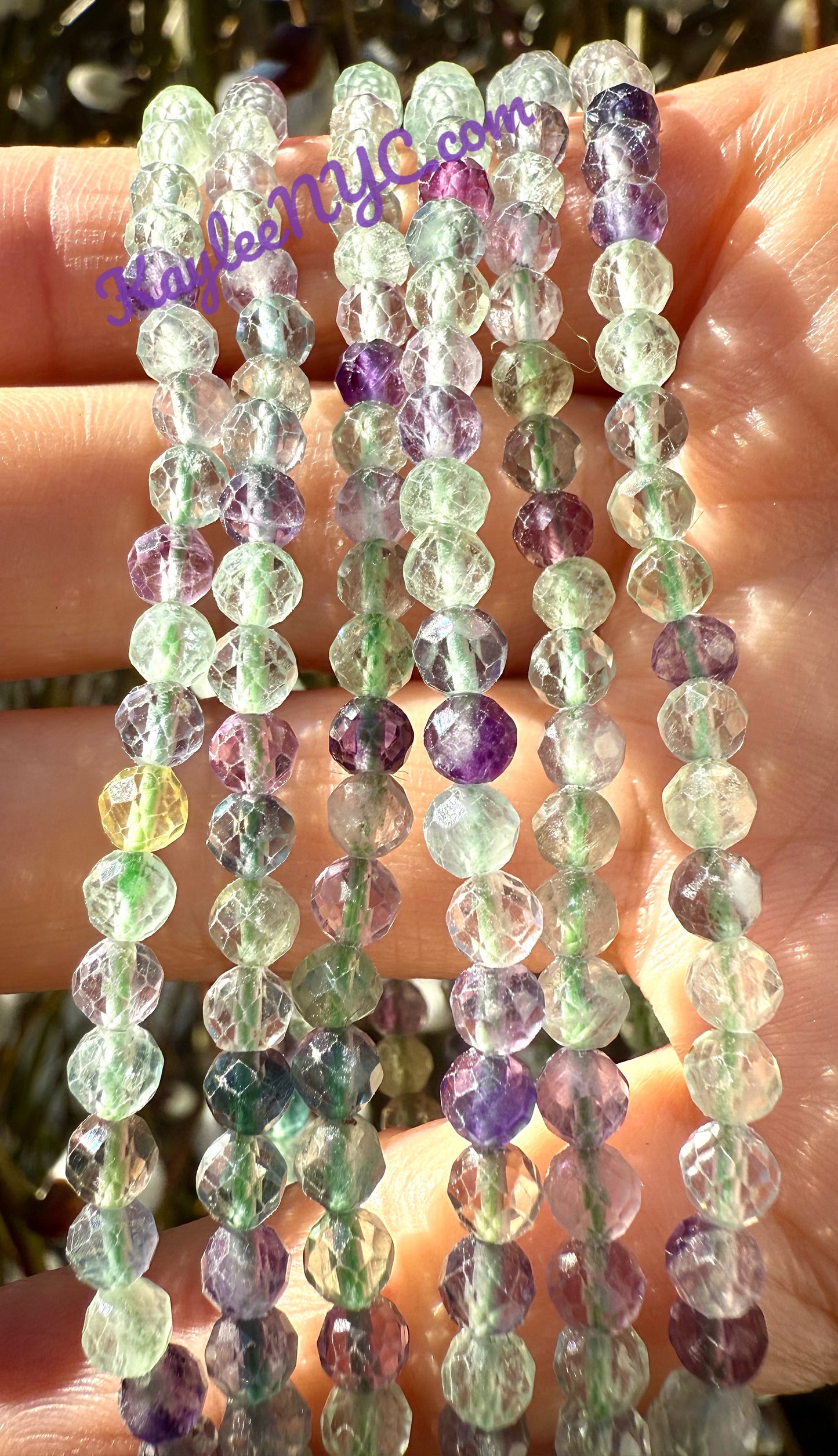 Wholesale Lot 6 Pcs Natural Faceted Fluorite 4mm 7.5” Crystal Healing Stretch Bracelet
