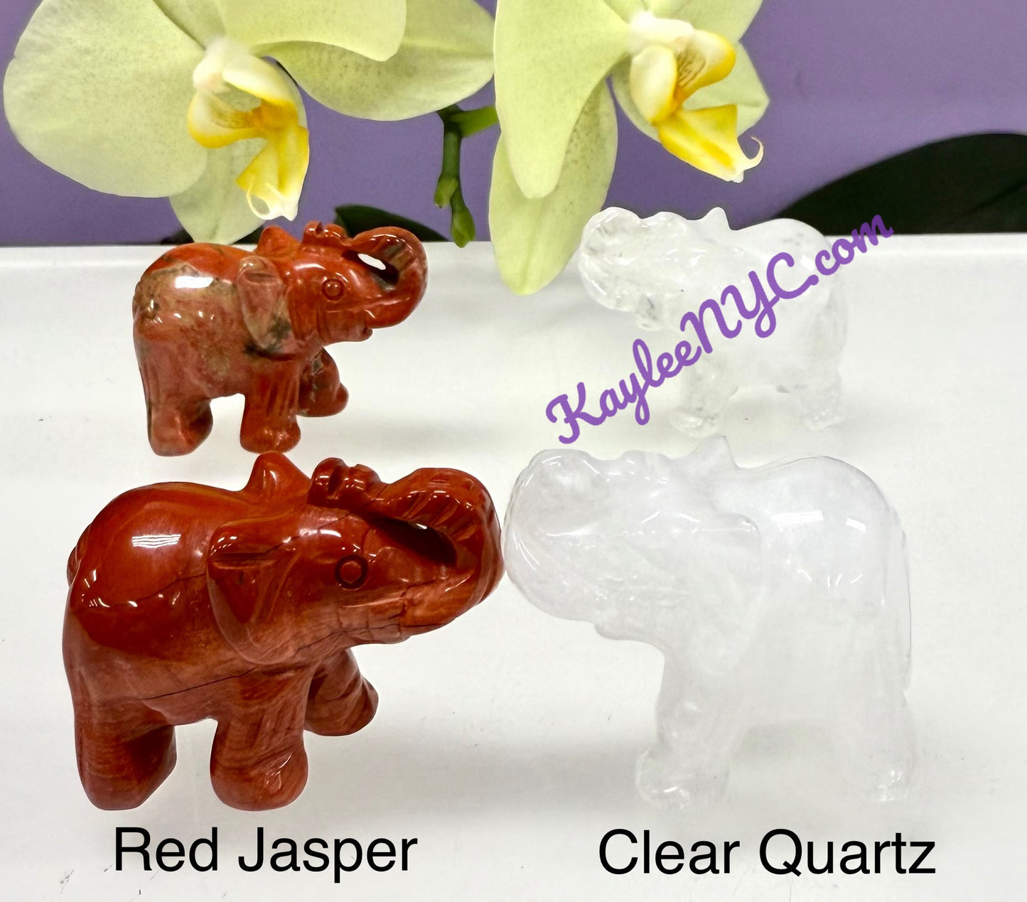 8 PCs 1.5” Mix Natural Crystal Elephant