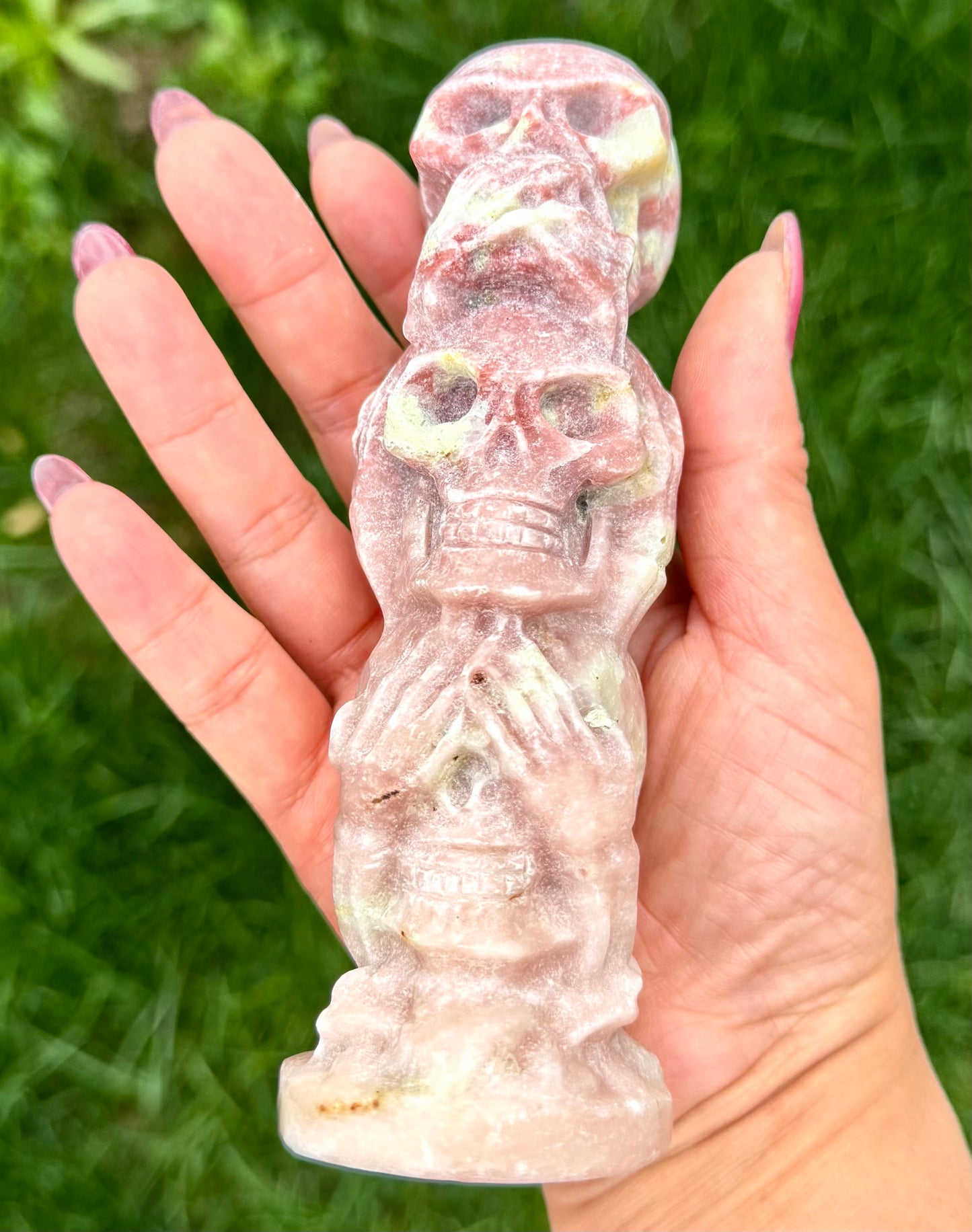 4 PCs 6” Natural Pink Aventurine SerpentineSkulls Crystal Healing Energy