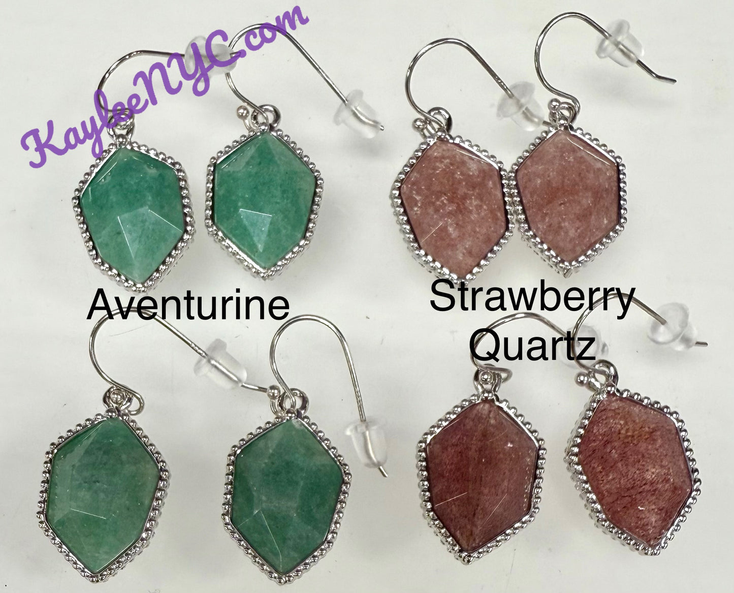 Wholesale Lot 8 Pairs Natural Crystal Sterling Silver(925) Dangling Earring