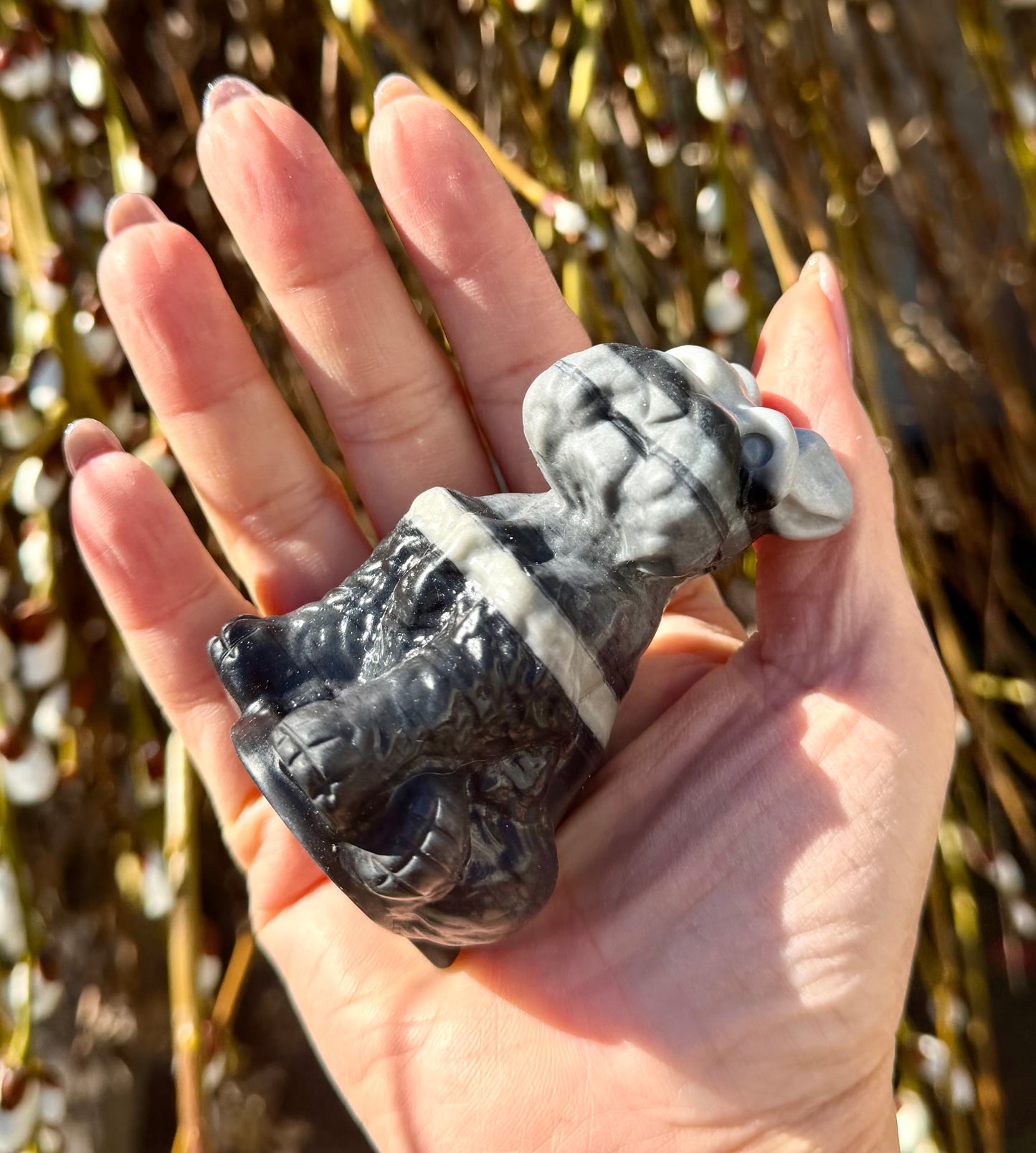 4 PCs Taiji Stone Schnauzer Dog Natural CrystalHealing Energy