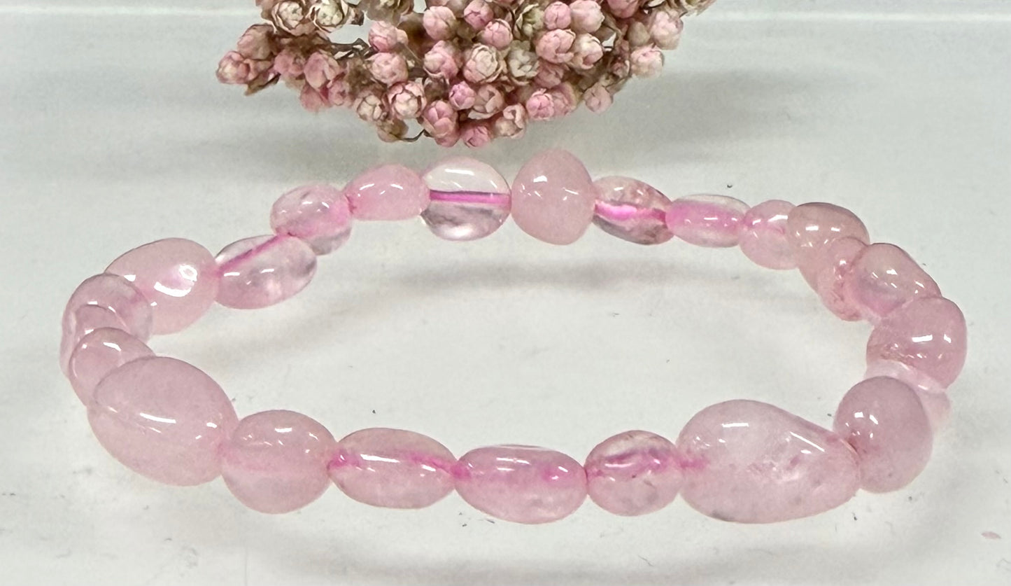 Wholesale 6 Pcs 6mm Rose Quartz Natural Crystal tumble Stretch Bracelet 7.5”