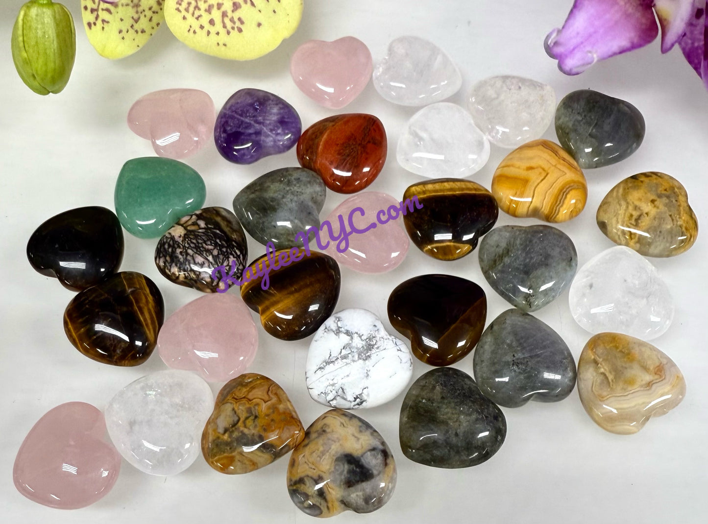 Wholesale Lot 30 Pcs 20mm Mix Crystal Hearts Nice Quality Healing Energy