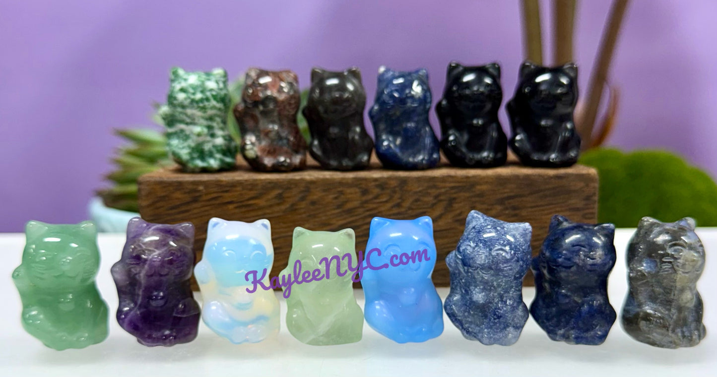 14 PCs 3cm Crystal Lucky Cats