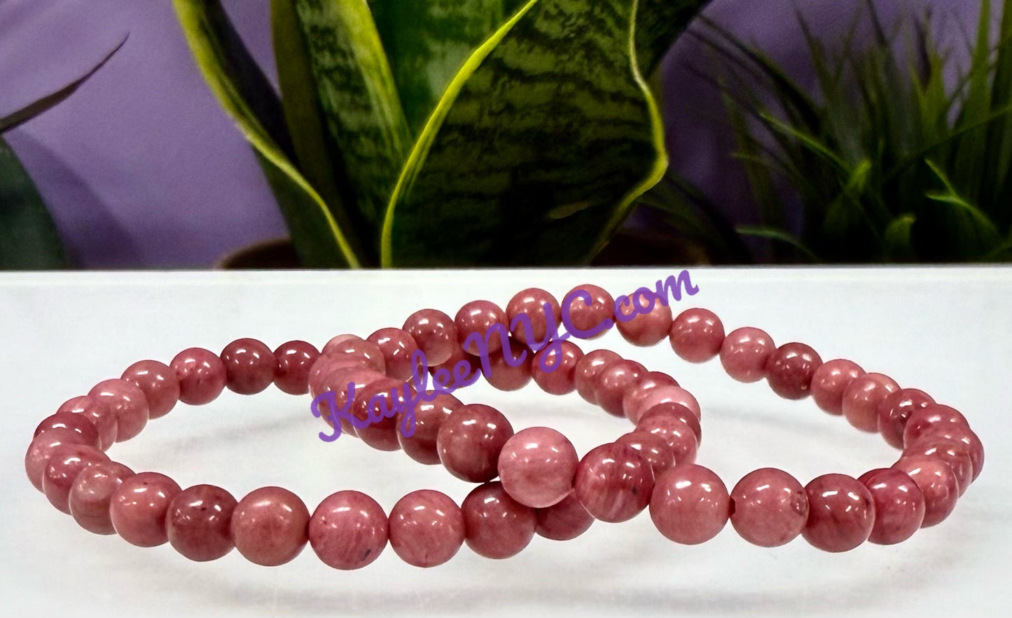 Wholesale 6 Pcs Natural Pink Rhodonite 6mm 7.5” Crystal Healing Stretch Bracelet
